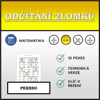 Pexeso: Odčítání zlomků