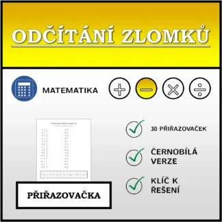 Přiřazovačka: Odčítání zlomků