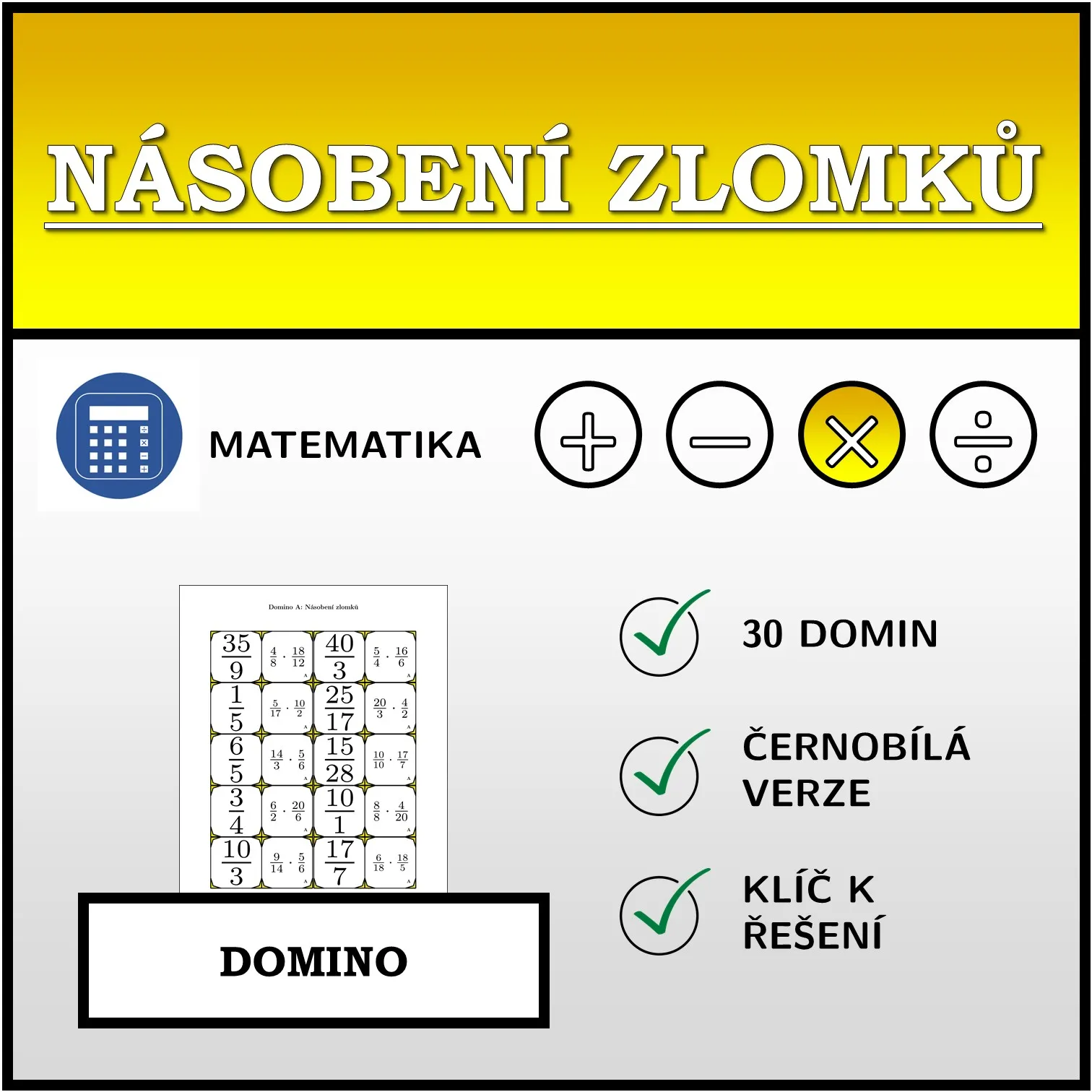 Domino: Násobení zlomků