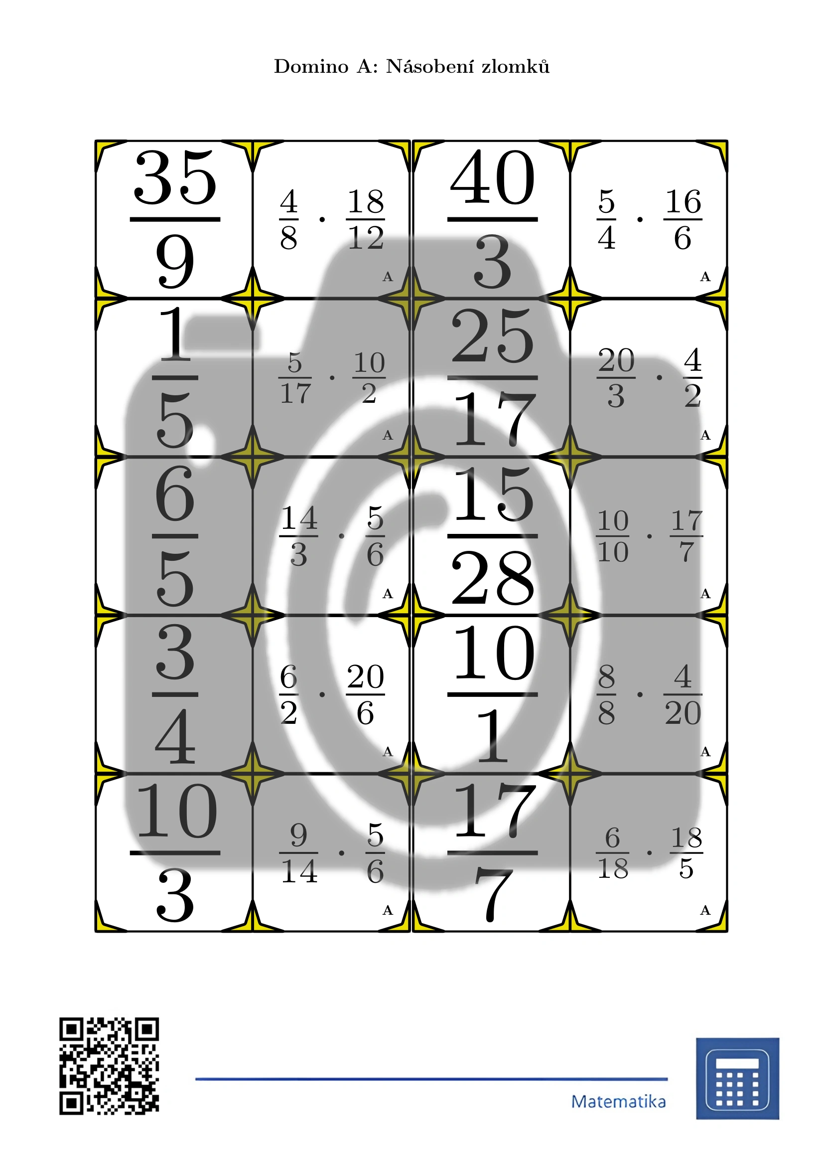 Domino: Násobení zlomků - Obrázek 2