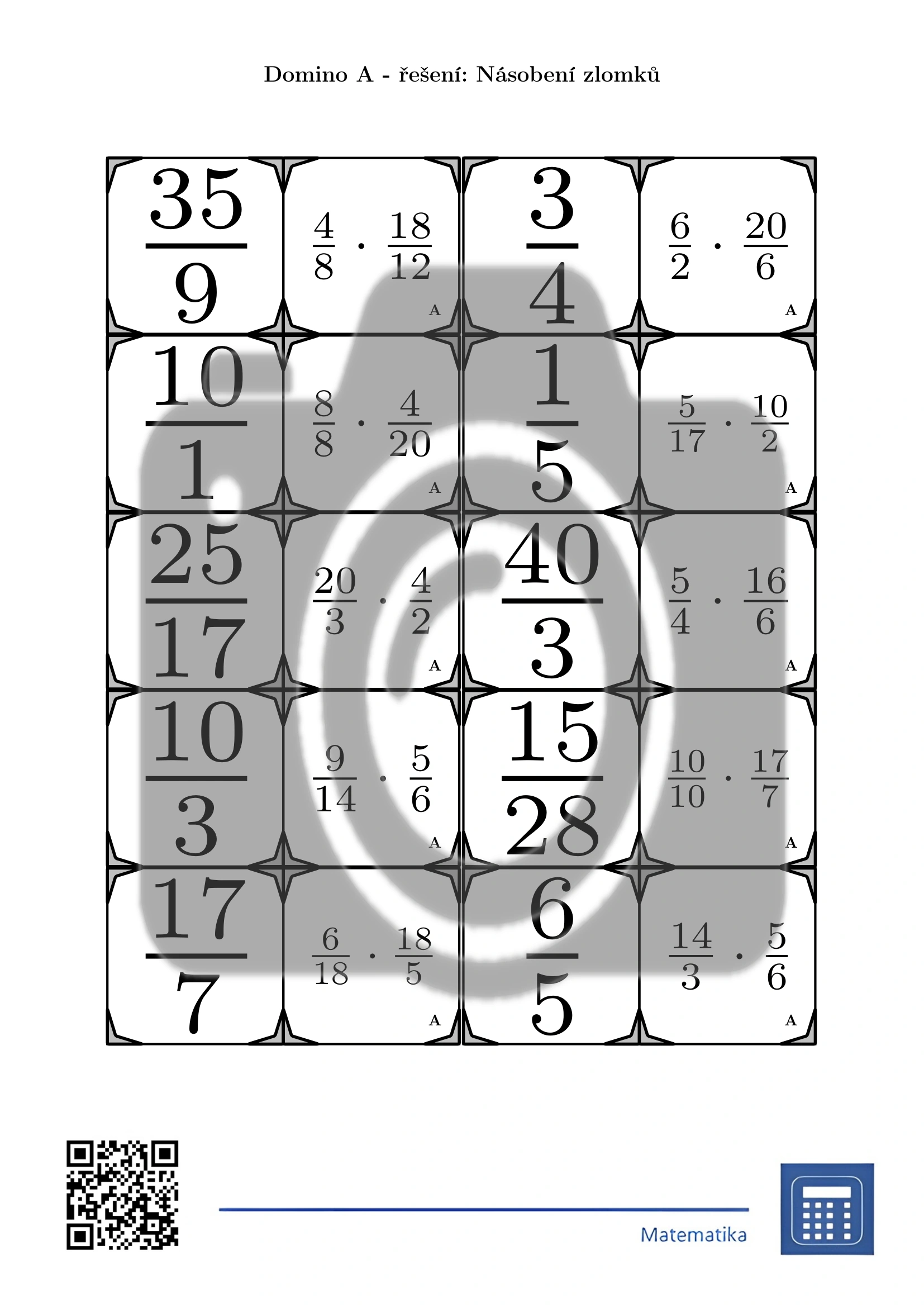 Domino: Násobení zlomků - Obrázek 4
