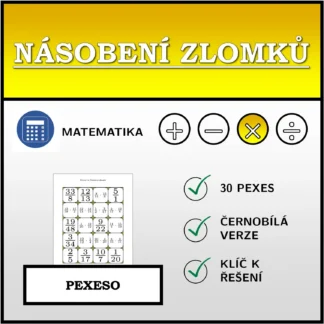 Pexeso: Násobení zlomků