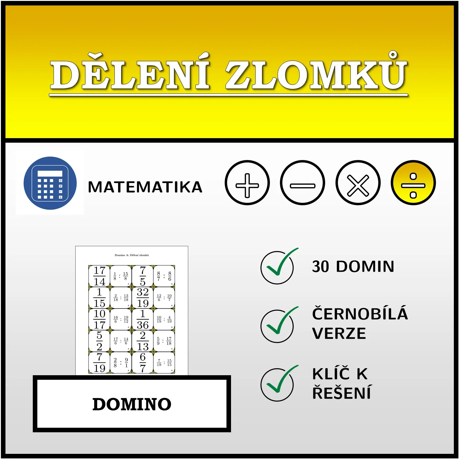 Domino: Dělení zlomků
