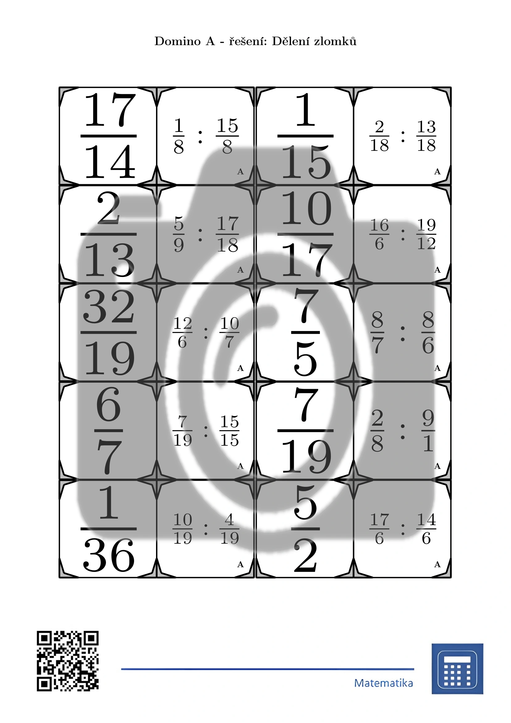 Domino: Dělení zlomků - Obrázek 4