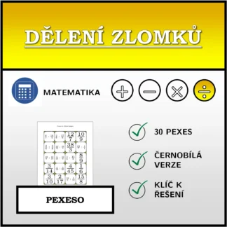 Pexeso: Dělení zlomků