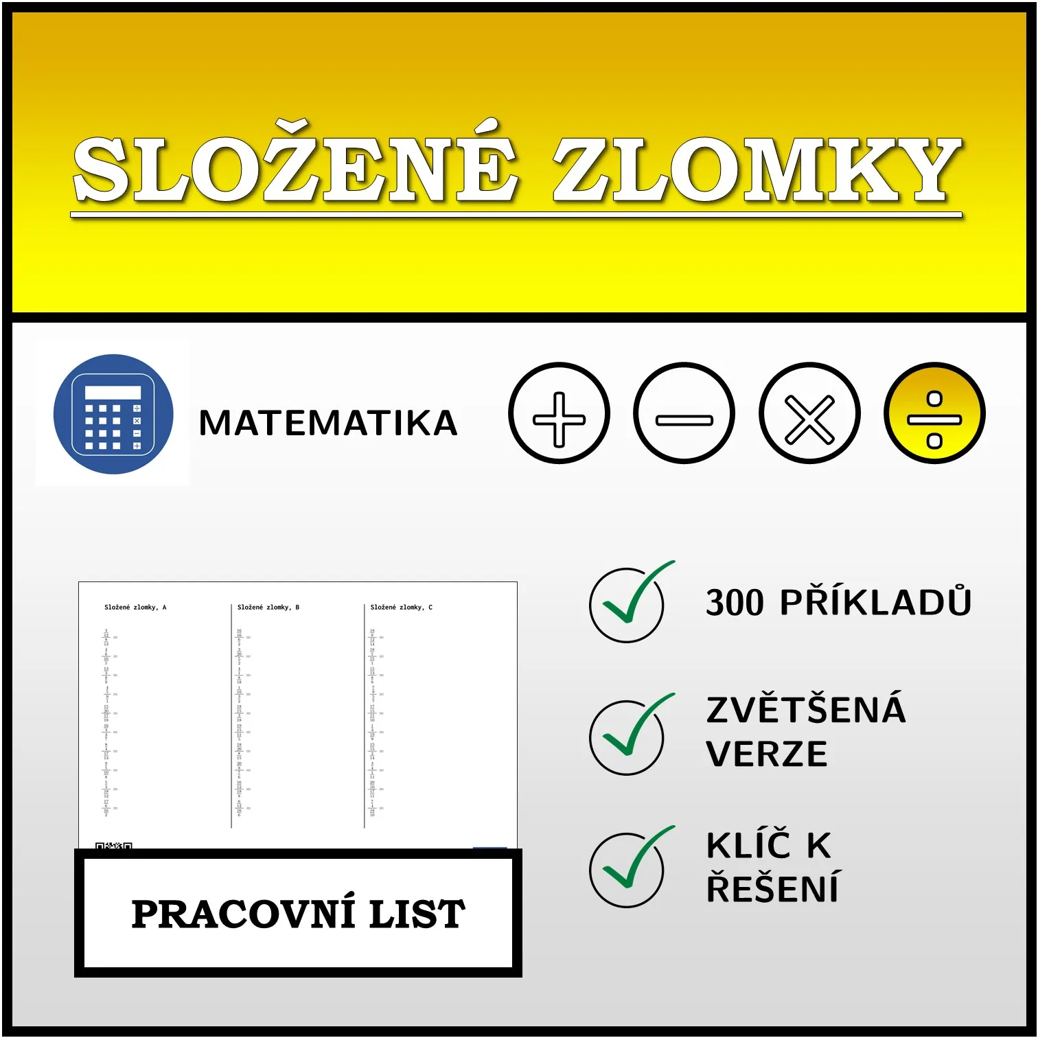 Pracovní list: Složené zlomky