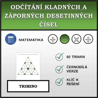 Trimino: Odčítání kladných a záporných desetinných čísel