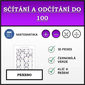 Pexeso: Sčítání a odčítání do 100