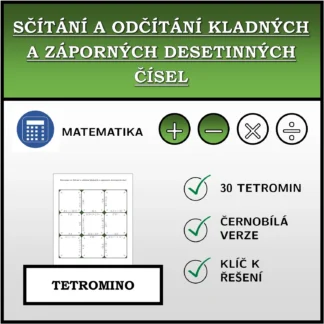 Tetromino: Sčítání a odčítání kladných a záporných desetinných čísel