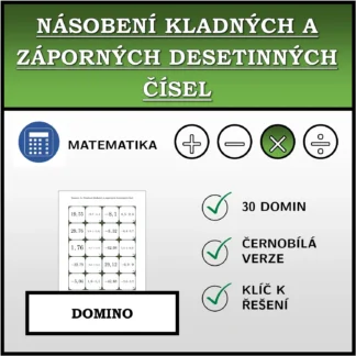 Domino: Násobení kladných a záporných desetinných čísel