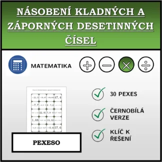 Pexeso: Násobení kladných a záporných desetinných čísel