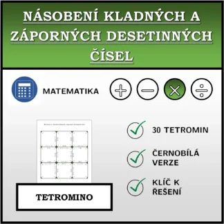 Tetromino: Násobení kladných a záporných desetinných čísel
