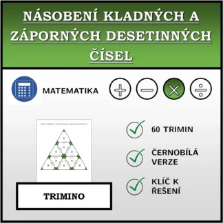 Trimino: Násobení kladných a záporných desetinných čísel