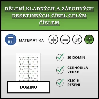 Domino: Dělení kladných a záporných desetinných čísel celým číslem