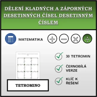 Tetromino: Dělení kladných a záporných desetinných čísel desetinným číslem