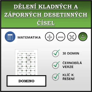 Domino: Dělení kladných a záporných desetinných čísel