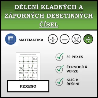 Pexeso: Dělení kladných a záporných desetinných čísel