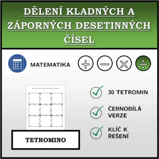 Tetromino: Dělení kladných a záporných desetinných čísel