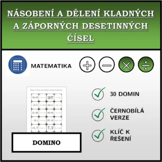 Domino: Násobení a dělení kladných a záporných desetinných čísel