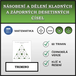 Trimino: Násobení a dělení kladných a záporných desetinných čísel