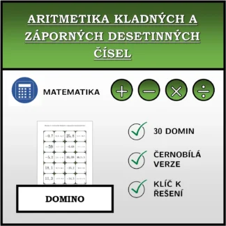 Domino: Aritmetika kladných a záporných desetinných čísel