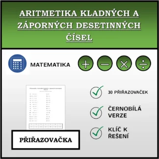 Přiřazovačka: Aritmetika kladných a záporných desetinných čísel