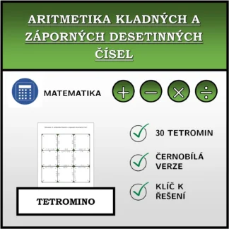 Tetromino: Aritmetika kladných a záporných desetinných čísel