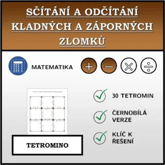 Tetromino: Sčítání a odčítání kladných a záporných zlomků