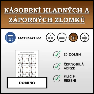 Domino: Násobení kladných a záporných zlomků