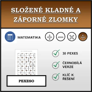 Pexeso: Složené kladné a záporné zlomky