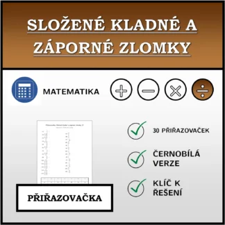 Přiřazovačka: Složené kladné a záporné zlomky