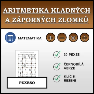 Pexeso: Aritmetika kladných a záporných zlomků