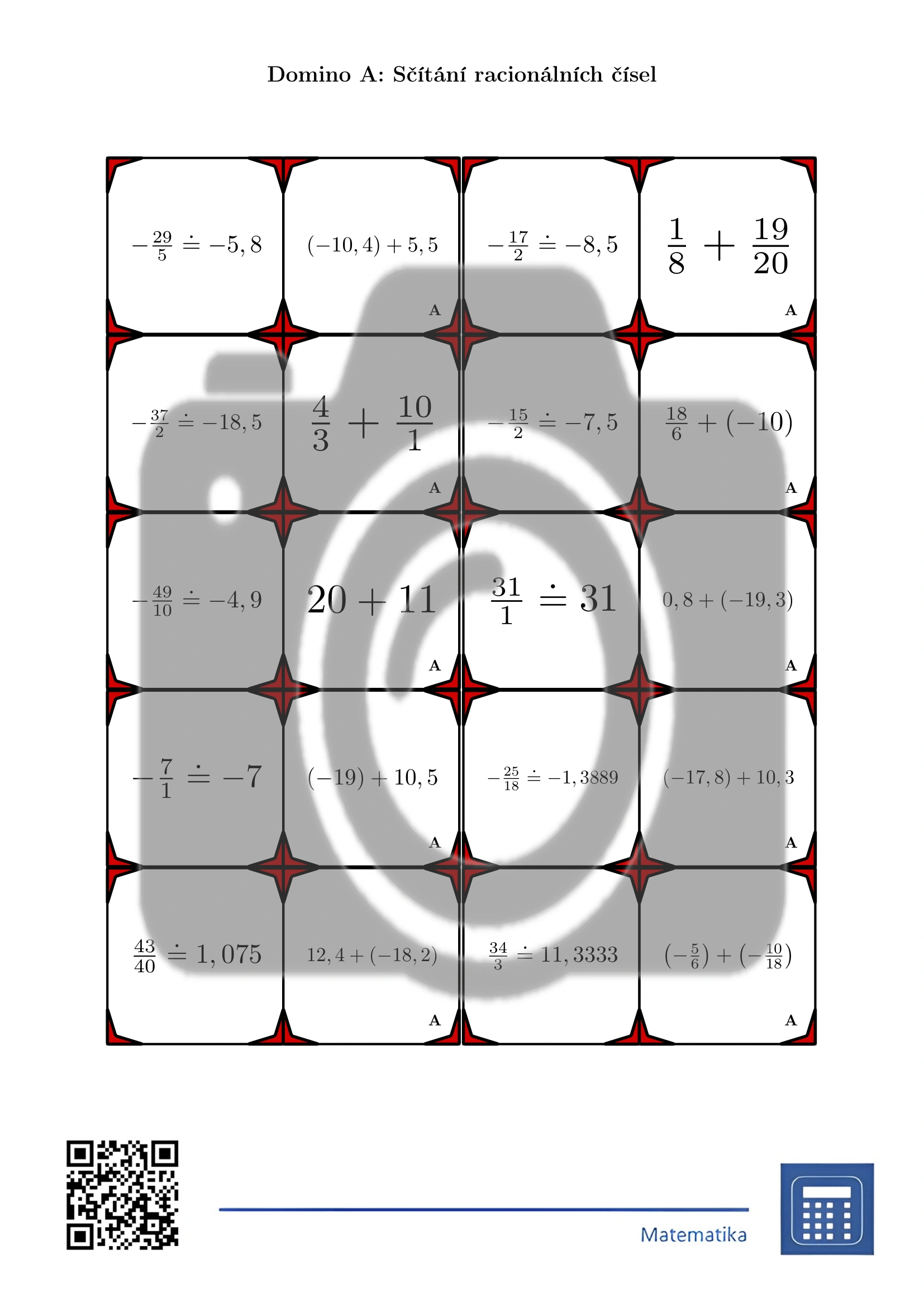 Domino: Sčítání racionálních čísel - Obrázek 2