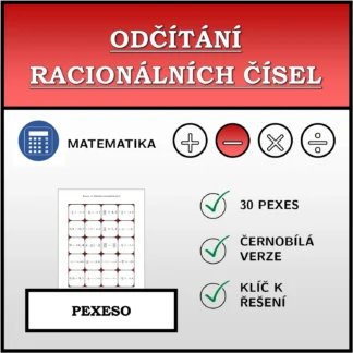 Pexeso: Odčítání racionálních čísel