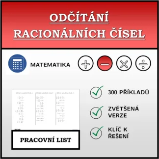 Pracovní list: Odčítání racionálních čísel