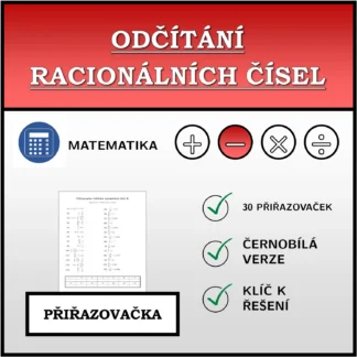 Přiřazovačka: Odčítání racionálních čísel