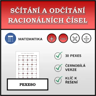 Pexeso: Sčítání a odčítání racionálních čísel