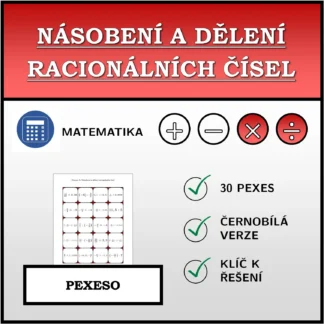 Pexeso: Násobení a dělení racionálních čísel