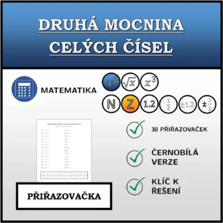 Přiřazovačka: Druhá mocnina celých čísel