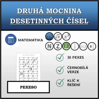 Pexeso: Druhá mocnina desetinných čísel