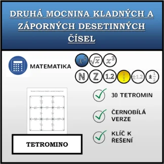 Tetromino: Druhá mocnina kladných a záporných desetinných čísel