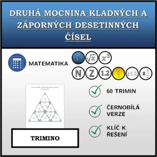 Trimino: Druhá mocnina kladných a záporných desetinných čísel