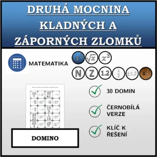 Domino: Druhá mocnina kladných a záporných zlomků