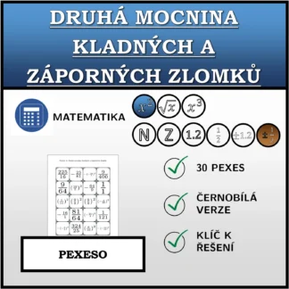 Pexeso: Druhá mocnina kladných a záporných zlomků