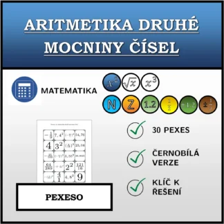 Pexeso: Aritmetika druhé mocniny čísel