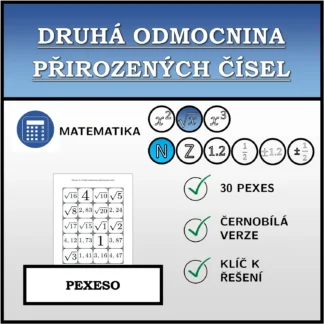 Pexeso: Druhá odmocnina přirozených čísel