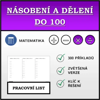 Pracovní list: Násobení a dělení do 100