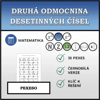 Pexeso: Druhá odmocnina desetinných čísel