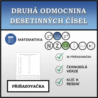 Přiřazovačka: Druhá odmocnina desetinných čísel