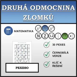 Pexeso: Druhá odmocnina zlomků
